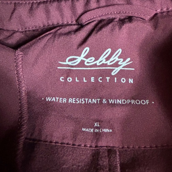 Sebby Collection Burgundy Water Resistant Windproof Hooded Trench Women's XL - Picture 2 of 7